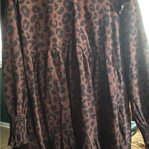 Leopard Print Long Sleeve Dress